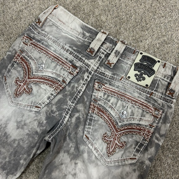 Rock Revival Joel Alt Straight Jeans Mens 30X33 Gray Rockabilly Denim